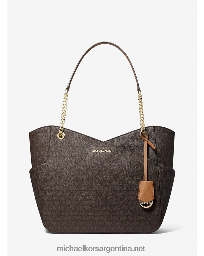 mujer marrón bolso de hombro jet set grande con logo Michael Kors T46HB01122