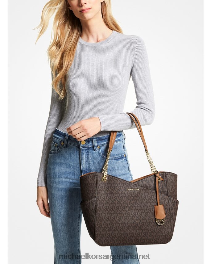 mujer marrón bolso de hombro jet set grande con logo Michael Kors T46HB01122