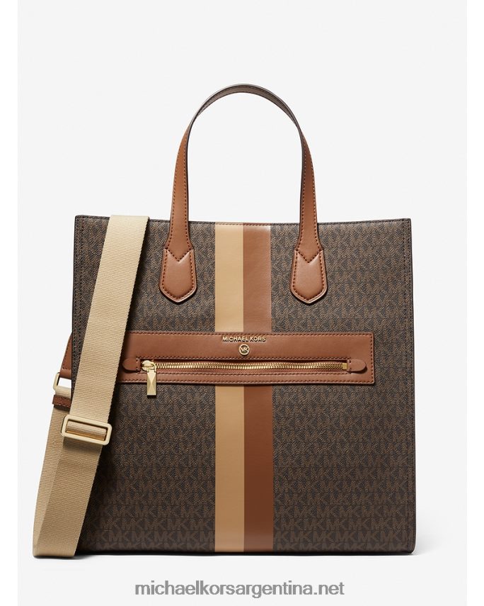 mujer marrón/equipaje bolso shopper Kempner grande con franja del logo Michael Kors T46HB01086