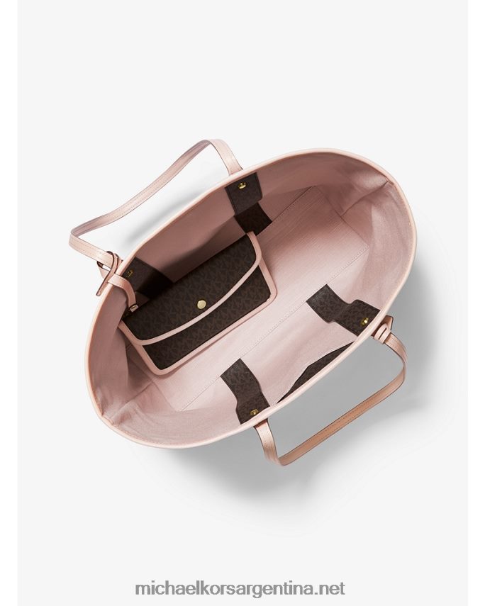 mujer marrón/rosa suave tote eva grande con franja del logo Michael Kors T46HB01075