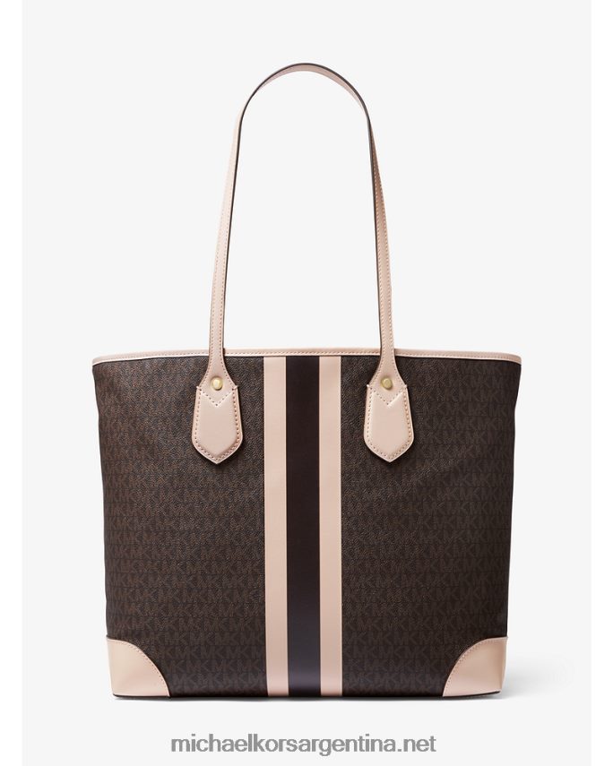 mujer marrón/rosa suave tote eva grande con franja del logo Michael Kors T46HB01075