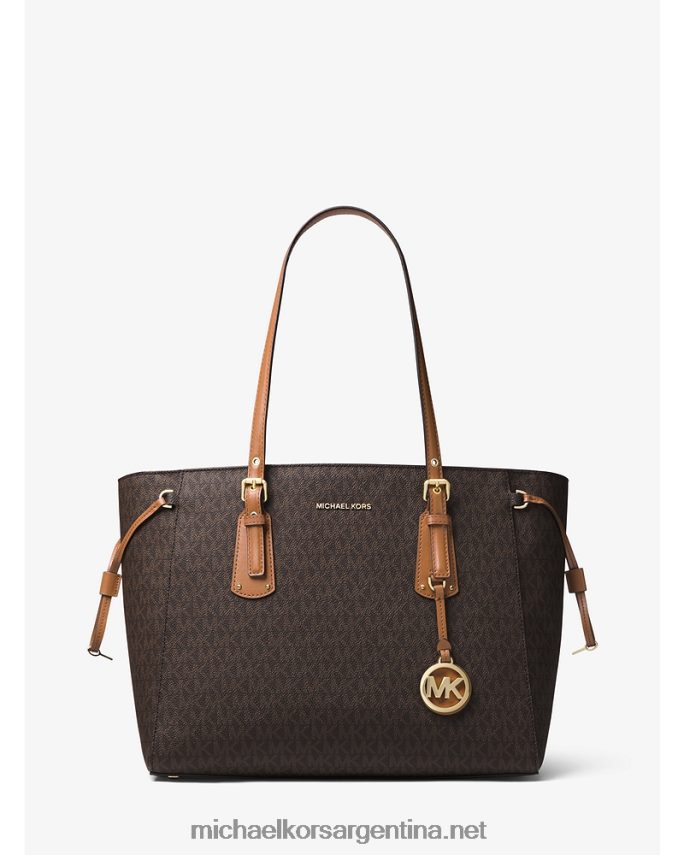 mujer marrón tote voyager mediano con logo Michael Kors T46HB01049