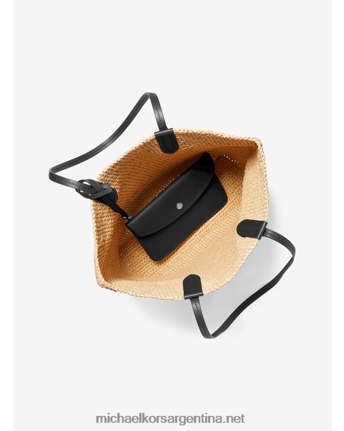 mujer natural/negro bolso shopper eliza grande de paja tejida Michael Kors T46HB01154
