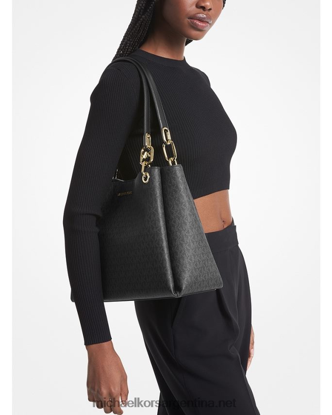 mujer negro bolsa de hombro Trisha grande con logo Michael Kors T46HB01138