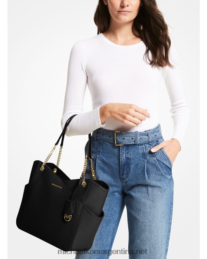 mujer negro bolso de hombro jet set grande de piel saffiano Michael Kors T46HB01119