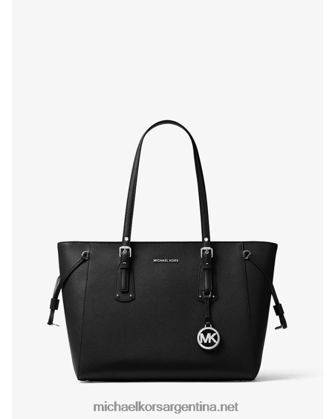 mujer negro bolso shopper voyager mediano de piel flor cruzada Michael Kors T46HB01038