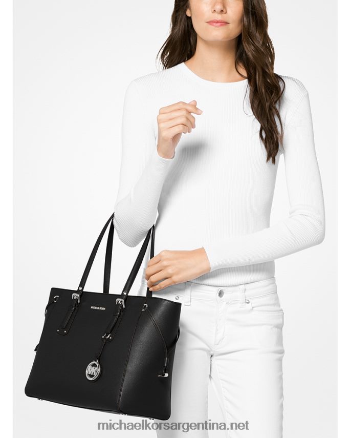 mujer negro bolso shopper voyager mediano de piel flor cruzada Michael Kors T46HB01038