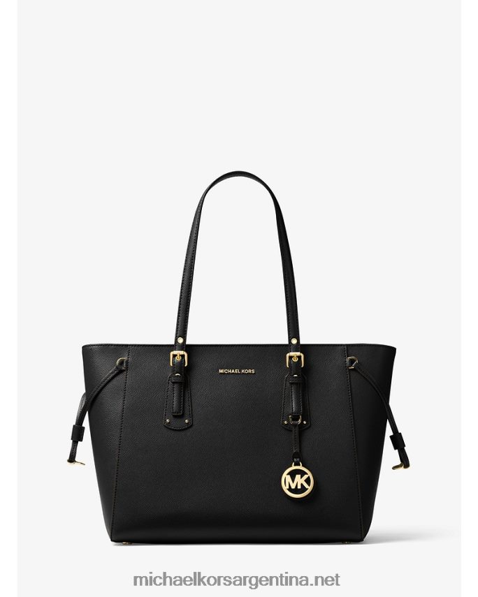 mujer negro bolso shopper voyager mediano de piel flor cruzada Michael Kors T46HB01057
