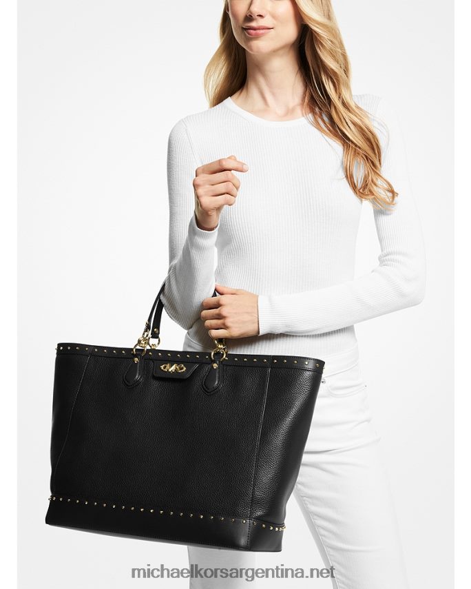 mujer negro bolso tote devon extragrande de piel granulada con tachuelas Michael Kors T46HB01170