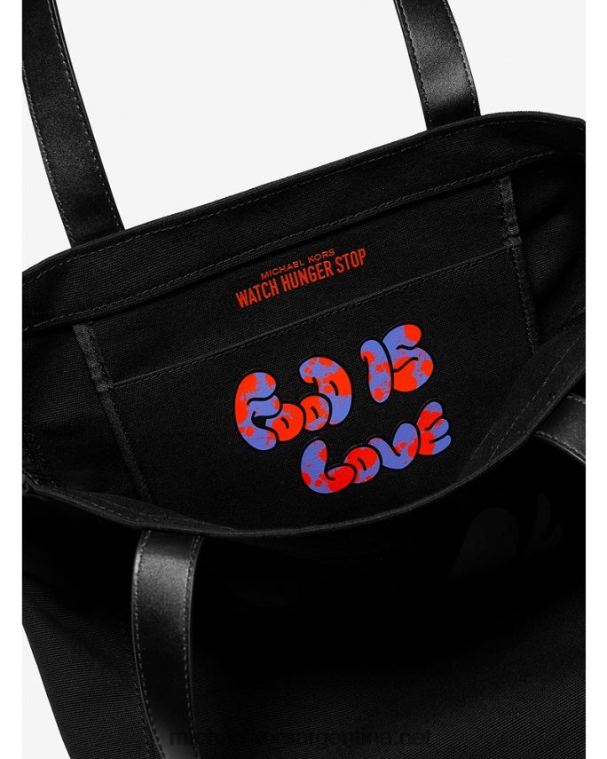 mujer negro bolso tote grande de lona de algodón Watch Humber Stop Love Michael Kors T46HB01160