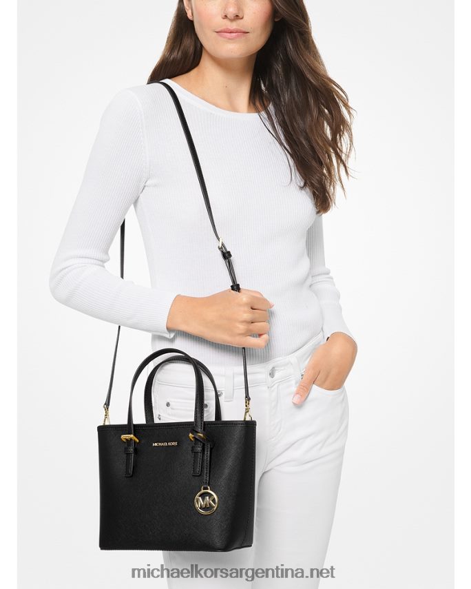 mujer negro bolso tote jet set travel extrapequeño de piel saffiano con cremallera superior Michael Kors T46HB01098