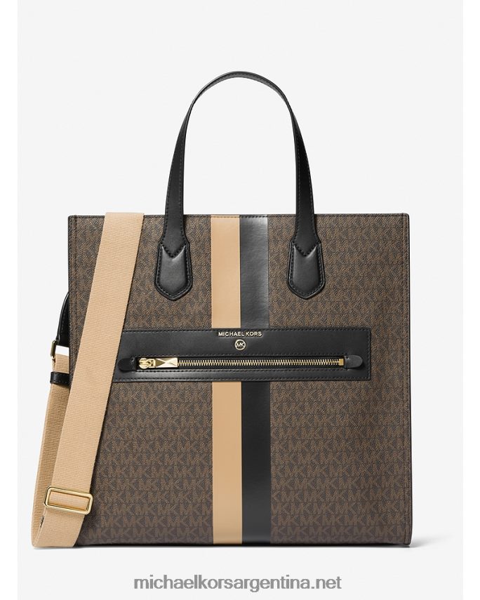 mujer negro/camello bolso shopper Kempner grande con franja del logo Michael Kors T46HB01084