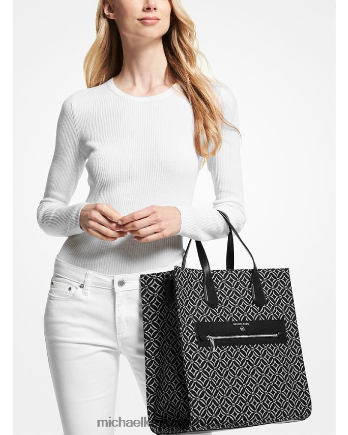 mujer negro/crema claro bolso shopper Kempner grande en jacquard con logo Michael Kors T46HB01088