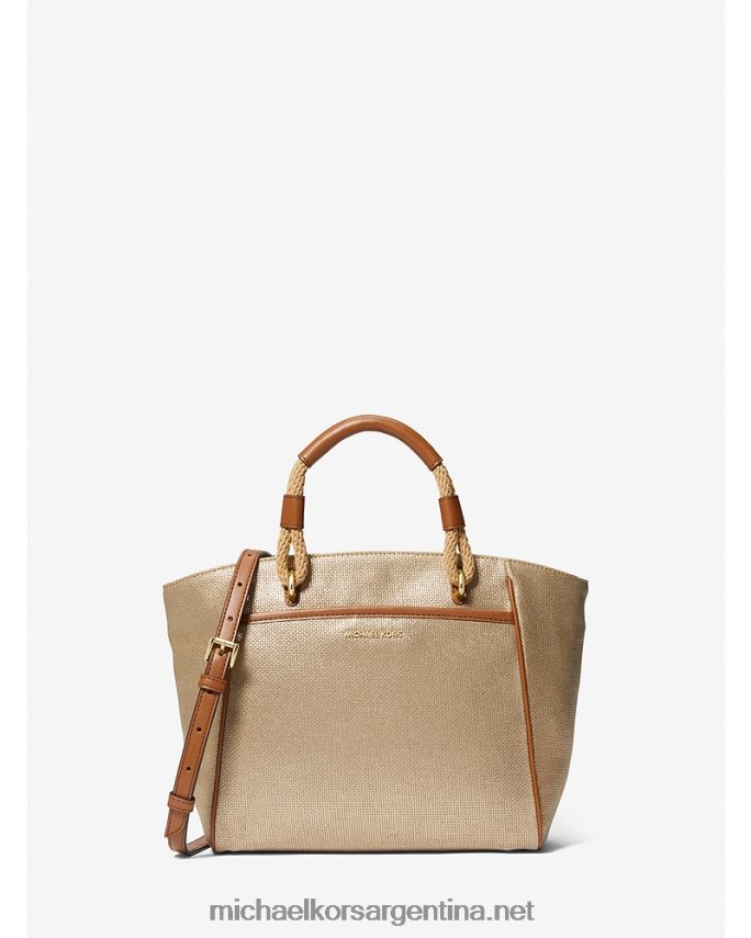 mujer oro pálido bolso shopper talia pequeño de lona de algodón metalizada Michael Kors T46HB01109