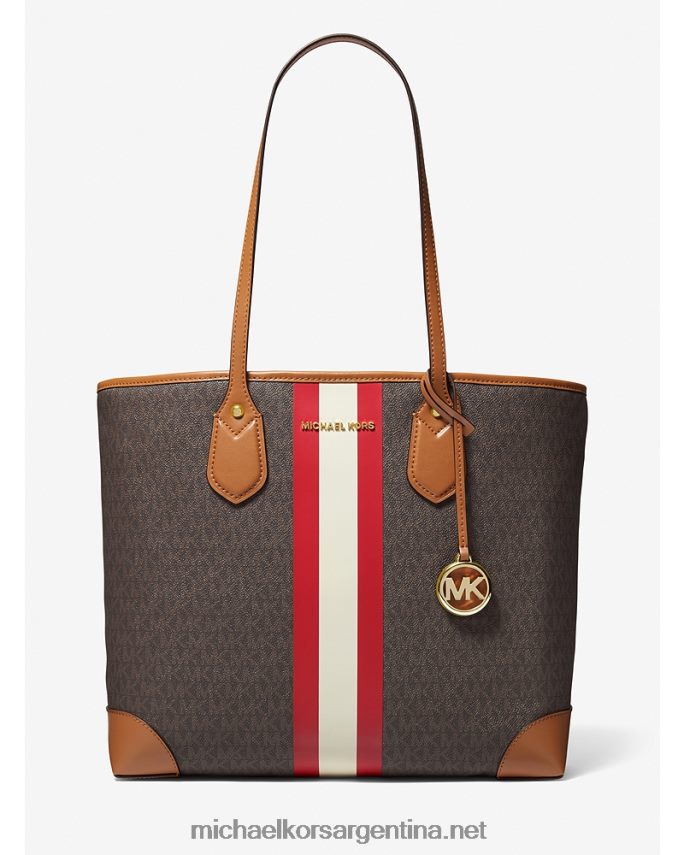 mujer rojo brillante tote eva grande con franja del logo de la firma Michael Kors T46HB01073