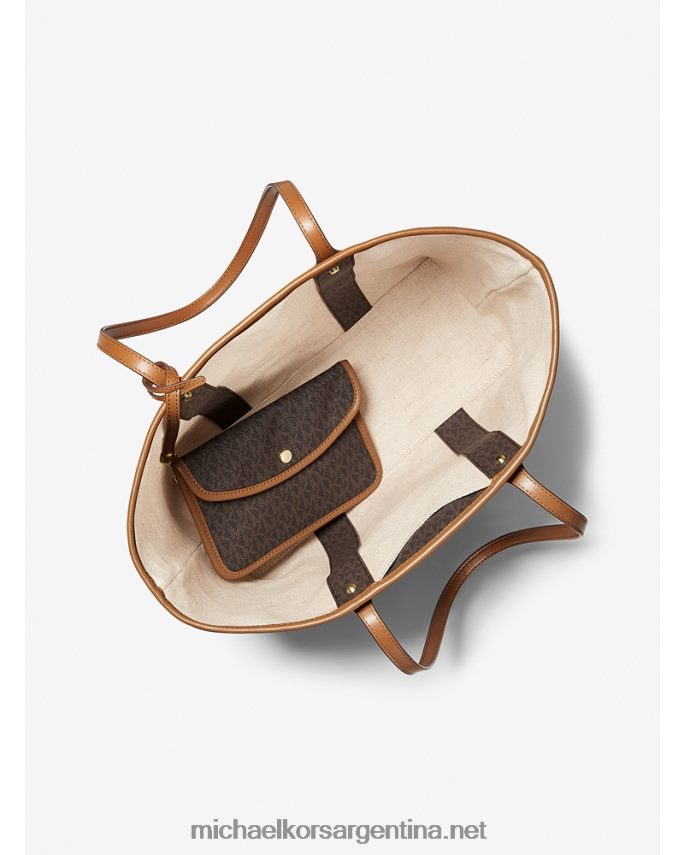 mujer rojo brillante tote eva grande con franja del logo de la firma Michael Kors T46HB01073