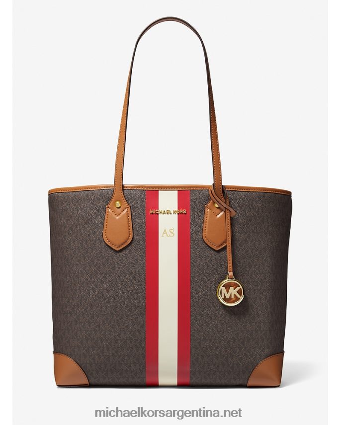 mujer rojo brillante tote eva grande con franja del logo de la firma Michael Kors T46HB01073