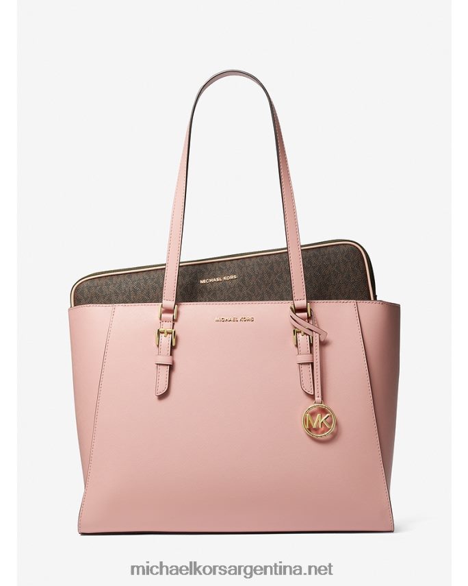 mujer rosa bolso tote Sally grande 2 en 1 de piel saffiano y logo Michael Kors T46HB01118