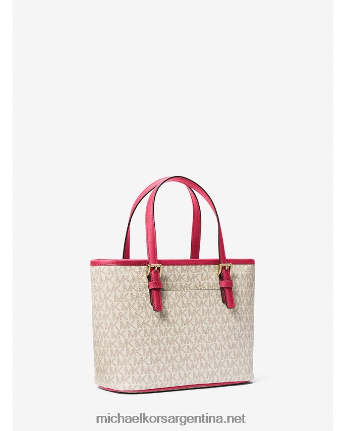 mujer rosa carmín multicolor bolso tote jet set travel extrapequeño con cremallera superior y logo Michael Kors T46HB01106