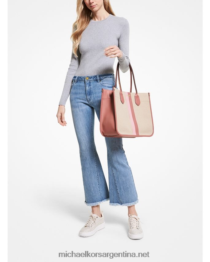 mujer rosa multi bolso shopper Heidi grande de lona con rayas Michael Kors T46HB01183