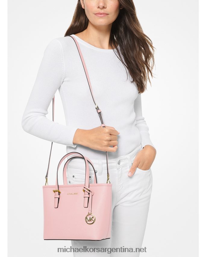 mujer rubor en polvo bolso tote jet set travel extrapequeño de piel saffiano con cremallera superior Michael Kors T46HB01100