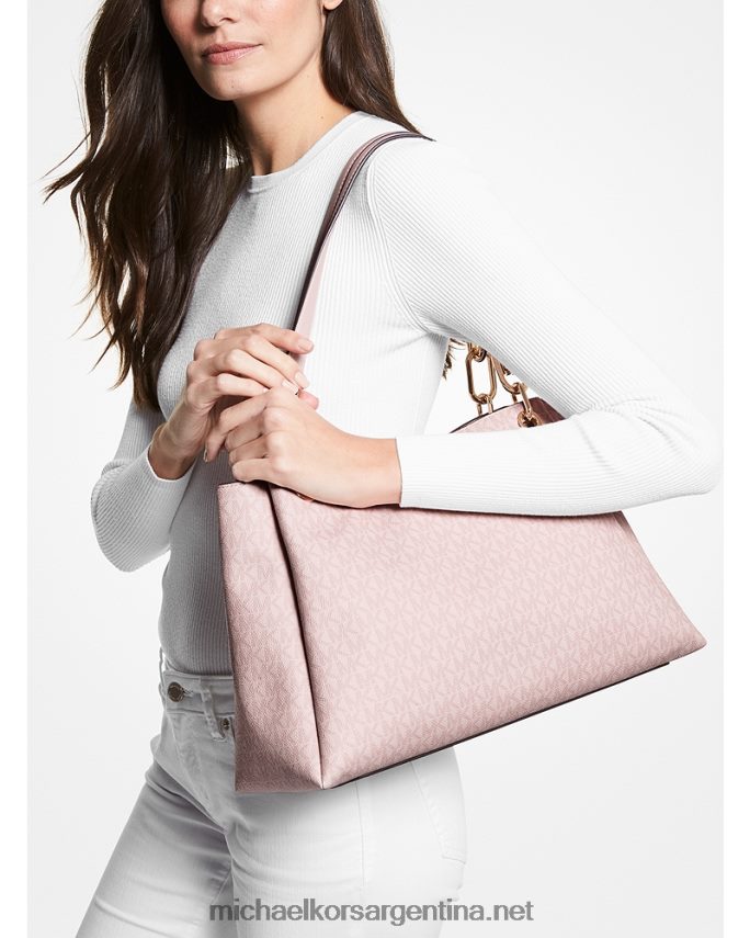 mujer rubor en polvo oscuro bolsa de hombro Trisha grande con logo Michael Kors T46HB01140