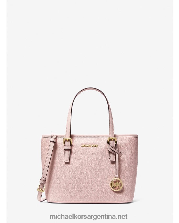 mujer rubor en polvo oscuro bolso tote jet set travel extrapequeño con cremallera superior y logo Michael Kors T46HB01107