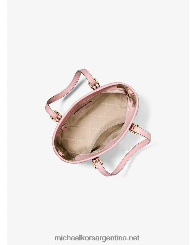 mujer rubor en polvo oscuro bolso tote jet set travel extrapequeño con cremallera superior y logo Michael Kors T46HB01107