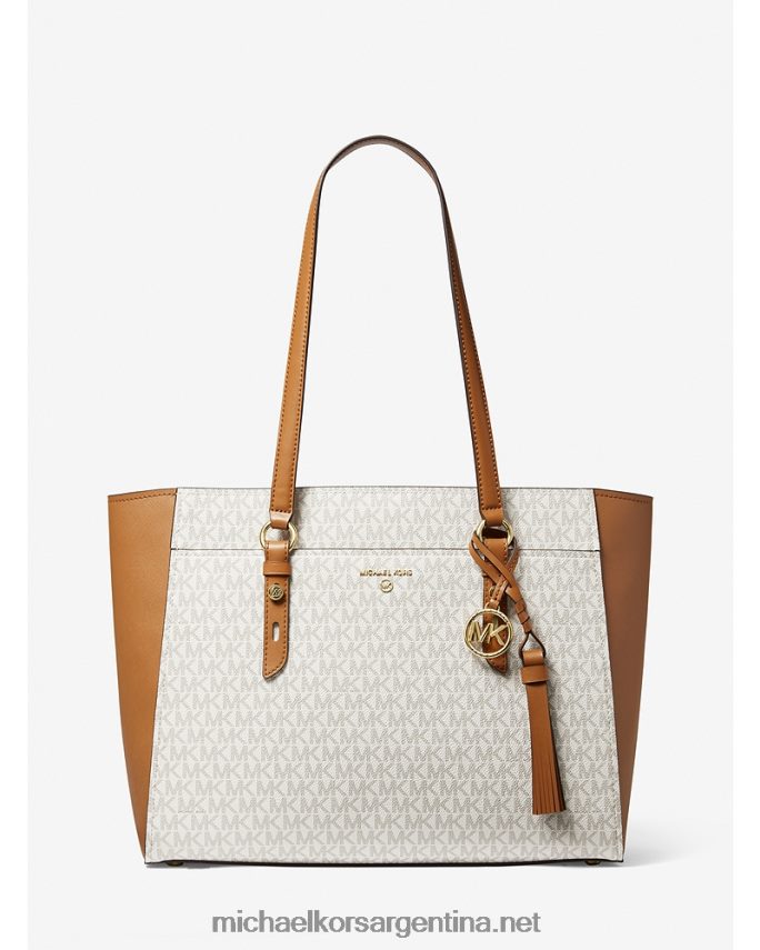 mujer vainilla/bellota bolso tote sullivan de piel y logo grande Michael Kors T46HB01188