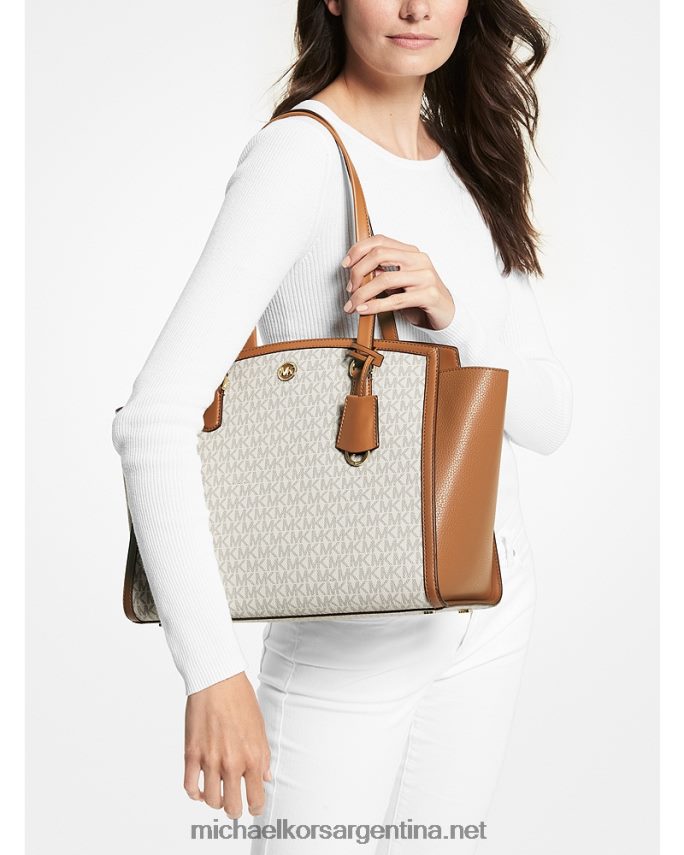 mujer vainilla/bellota tote Chantal grande con logo Michael Kors T46HB01166