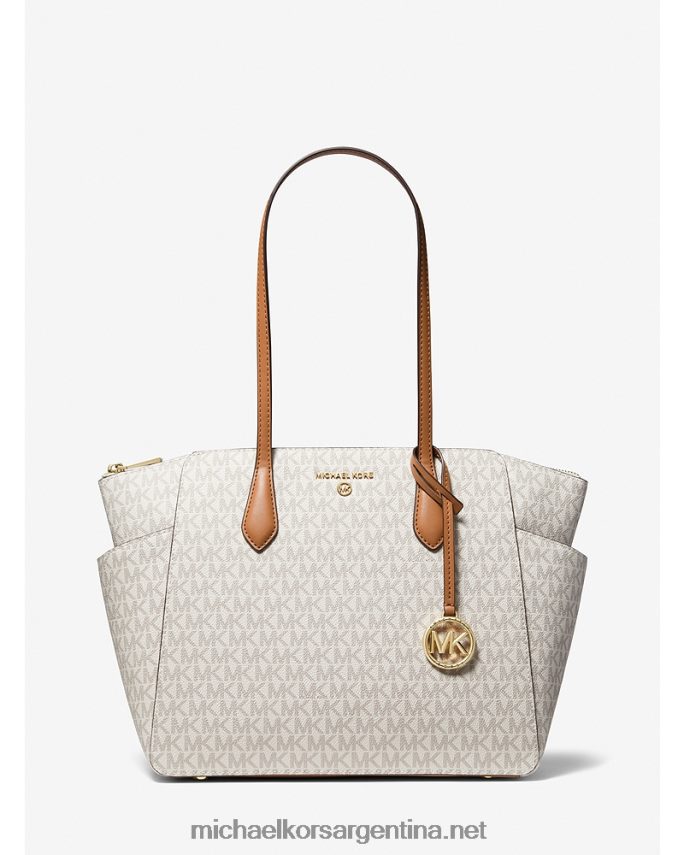 mujer vainilla/bellota tote marilyn mediano con logo Michael Kors T46HB01043