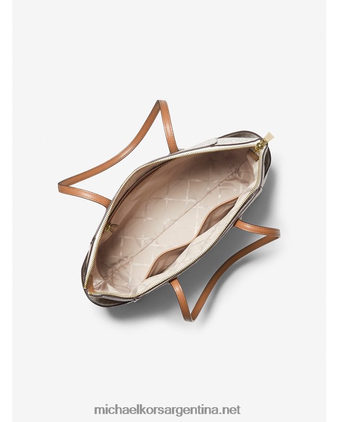 mujer vainilla/bellota tote marilyn mediano con logo Michael Kors T46HB01043