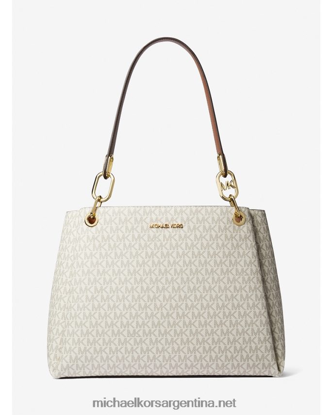 mujer vainilla bolsa de hombro Trisha grande con logo Michael Kors T46HB01143