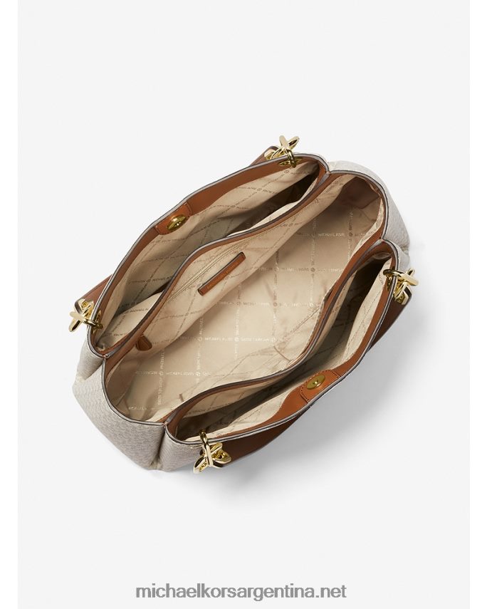 mujer vainilla bolsa de hombro Trisha grande con logo Michael Kors T46HB01143