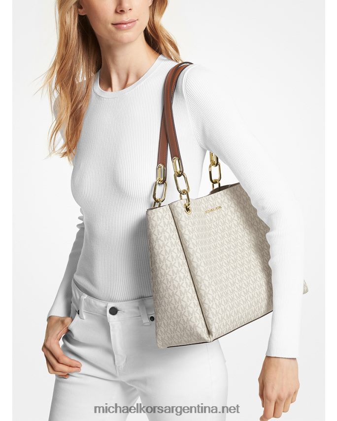 mujer vainilla bolsa de hombro Trisha grande con logo Michael Kors T46HB01143