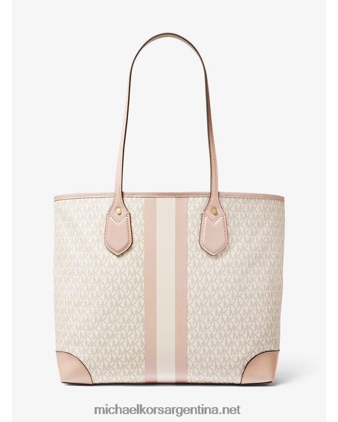 mujer vainilla/rosa suave tote eva grande con franja del logo Michael Kors T46HB01076