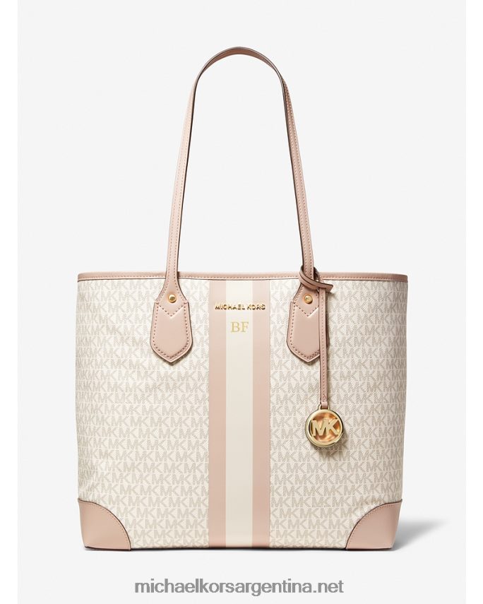 mujer vainilla/rosa suave tote eva grande con franja del logo Michael Kors T46HB01076