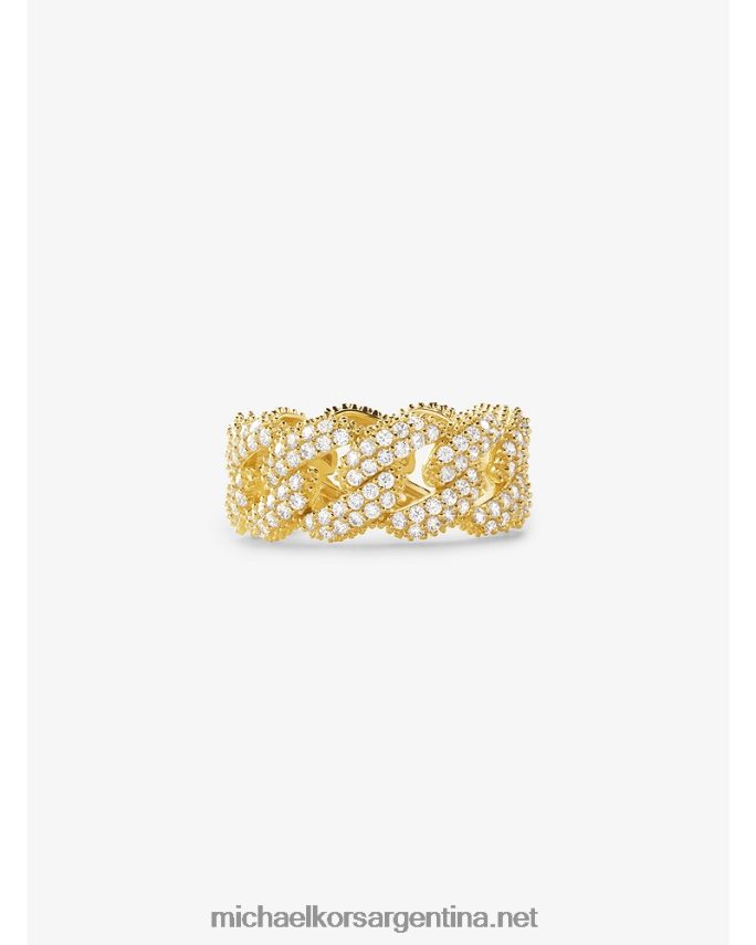 mujer oro anillo de eslabones curb pavé de plata de ley recubierta de metal precioso Michael Kors T46HB02546