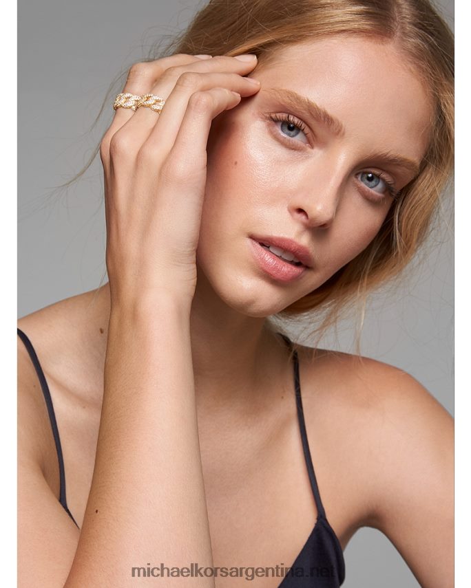 mujer oro anillo de eslabones curb pavé de plata de ley recubierta de metal precioso Michael Kors T46HB02546