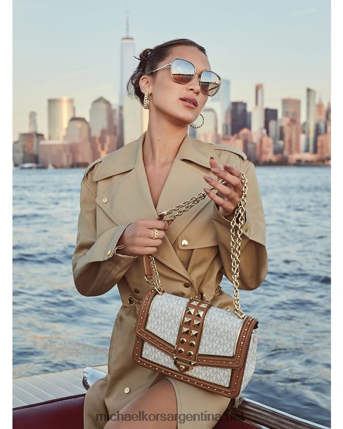 mujer oro anillo de eslabones curb pavé de plata de ley recubierta de metal precioso Michael Kors T46HB02546