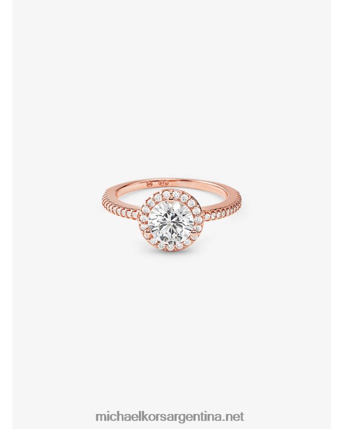 mujer oro rosa anillo extragrande con halo en pavé de plata de ley recubierta de metales preciosos Michael Kors T46HB02552