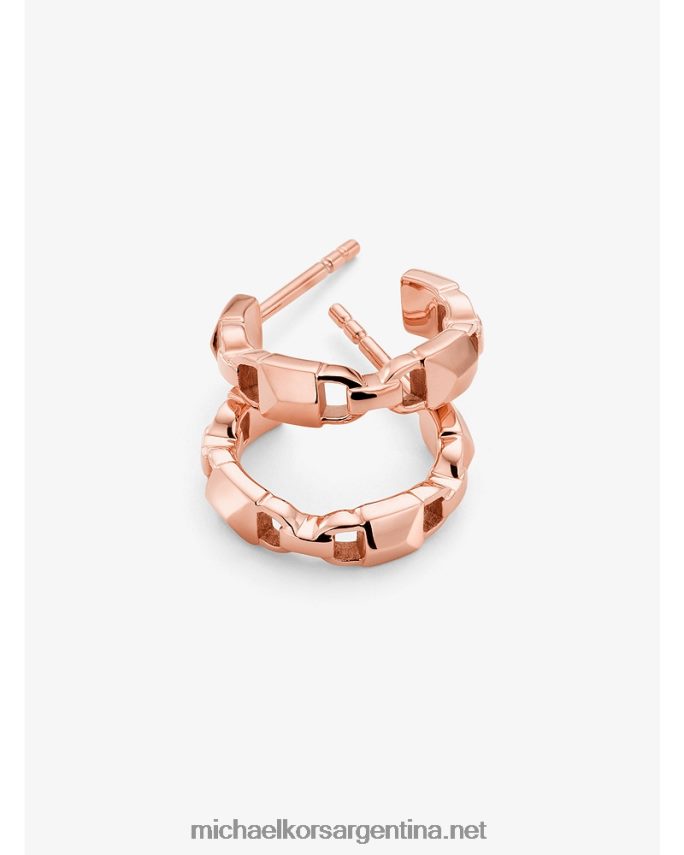 mujer oro rosa Mini argollas mercer link de plata con baño de metales preciosos Michael Kors T46HB02543