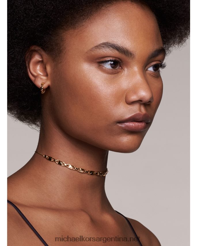 mujer oro rosa Mini argollas mercer link de plata con baño de metales preciosos Michael Kors T46HB02543