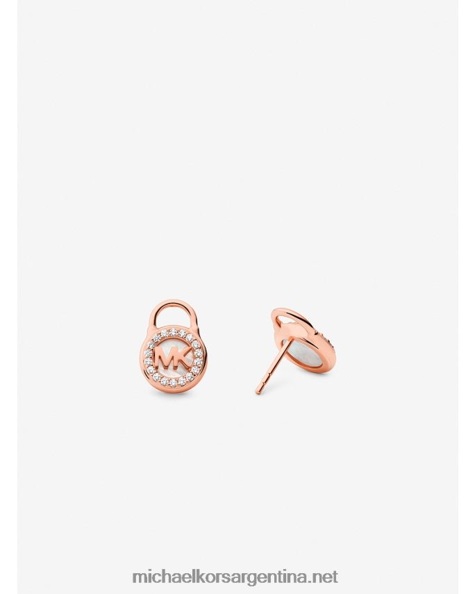 mujer oro rosa aretes con candado en pavé de plata recubierta de metales preciosos Michael Kors T46HB02541