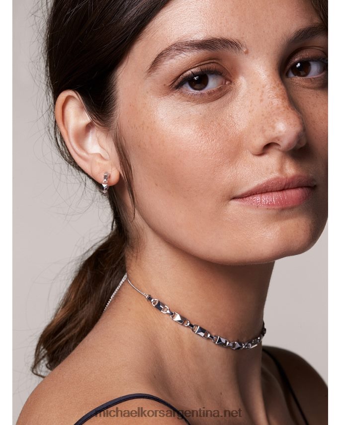 mujer plata Mini argollas mercer link de plata con baño de metales preciosos Michael Kors T46HB02544