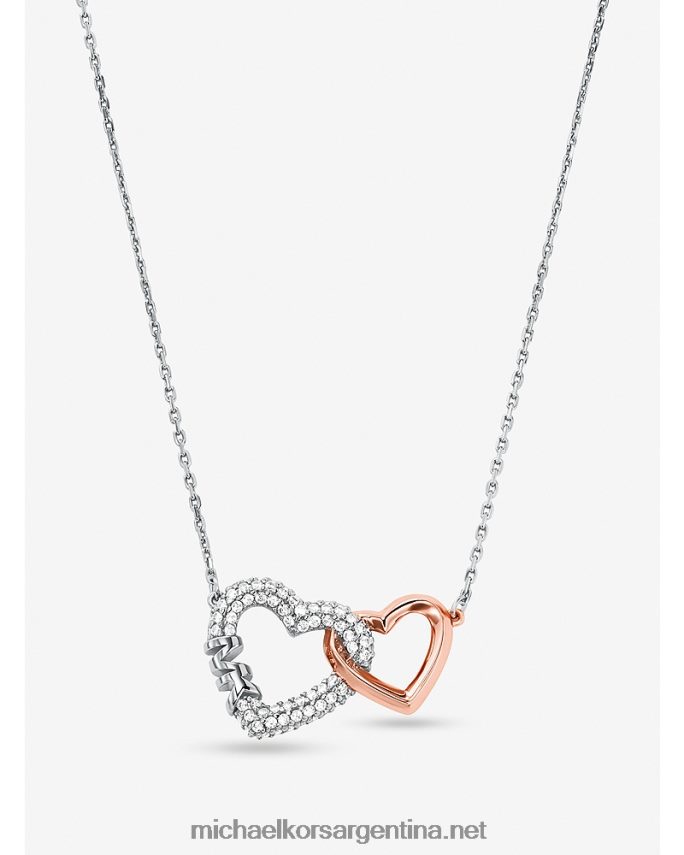 mujer Dos tonos collar de corazones entrelazados de plata de primera ley recubierta de metales preciosos Michael Kors T46HB02504
