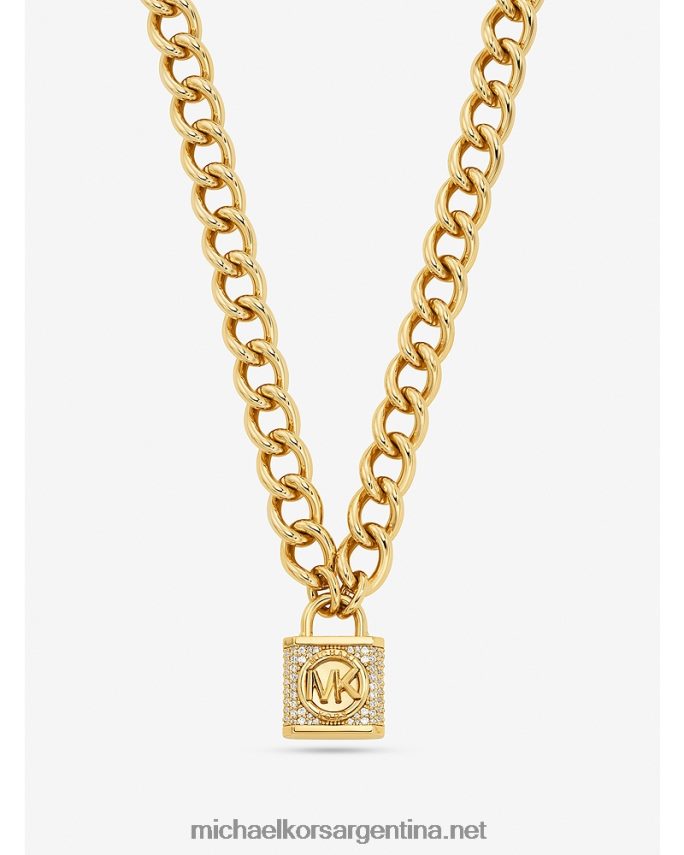 mujer oro Collar con cierre de pavé de latón chapado en oro de 14k Michael Kors T46HB02485