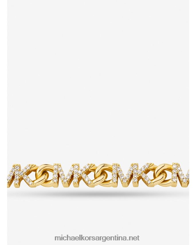 mujer oro Collar de cadena con logo pavé de latón chapado en oro de 14k Michael Kors T46HB02499