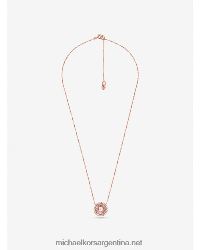 mujer oro rosa Collar de halo pavé de plata de ley con baño de oro rosa de 14k Michael Kors T46HB02495