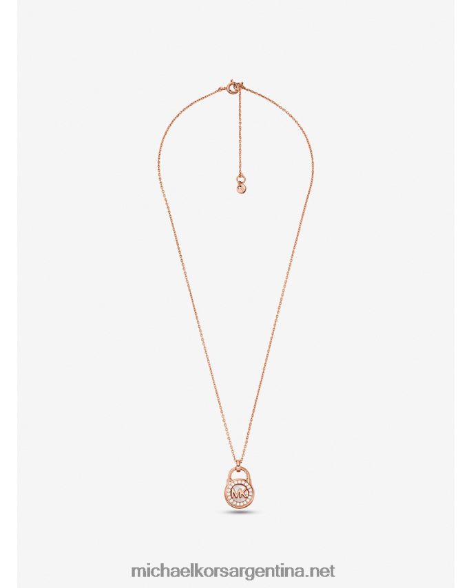 mujer oro rosa collar con candado en pavé de plata recubierta de metales preciosos Michael Kors T46HB02513